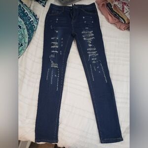 Dark Blue Distressed Skinny Women’s Jeans